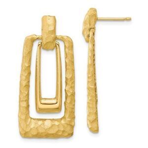 Leslie's 14K Polished and Satin Rectangle Dangle Post Earrings